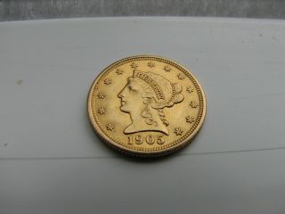 1905 $2.  50 Liberty Head Gold Quarter Eagle 2 1/2 Dollar United States Coin 2.  5 4