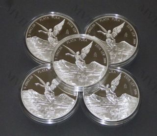 Mexico 2016 Proof Libertad 5 Oz Plata Pura Silver Coin In Capsule
