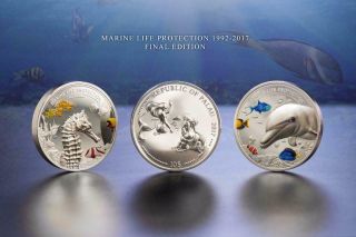 Palau 2017 $10 Seahorse & Dolphin 2x2oz Silver Proof 2 - Coin Set