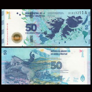 Argentina 50 Pesos,  2015,  P - 362,  Unc Comm.