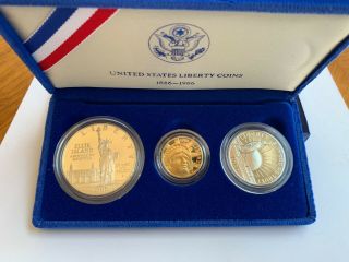 1986 U S Liberty Coins Proof Set With $5 Gold Proof Statue Of Liberty Proof
