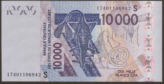 Ch Unc 2017 West African States 10000 Francs Guinea - Bissau P - 918sq / B124sq 942