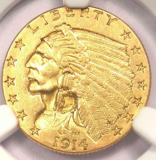 1914 Indian Gold Quarter Eagle $2.  50 Coin - Certified Ngc Au Detail - Rare Date