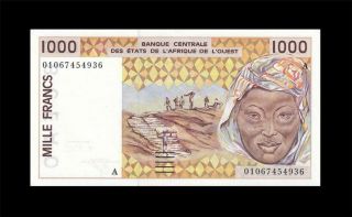 1991 West African States " A - Ivory Coast " 1000 Francs ( (gem Unc))