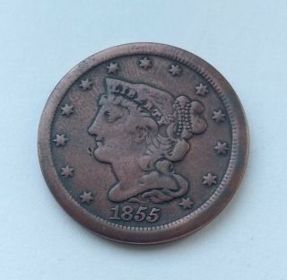 1855 Braided Hair Half Cent Usa