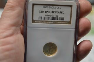 2008 Eagle G$5 1/10 Ounce Gem Uncirculated Ngc