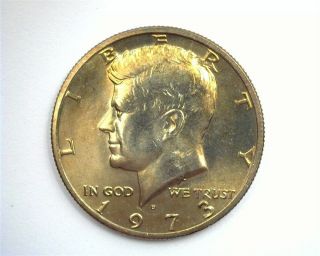 1973 - D Kennedy 50 Cents Gem,  Uncirculated,  Golden Toning
