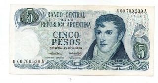 Argentina Replacement Note 1974 5 Pesos Dto.  Ley 18188 P 294r B 2329 Vf,