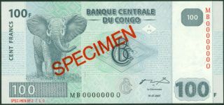 Congo Democratic - 100 Francs 2007 Prefix Mb - P 98as Specimen Uncirculated