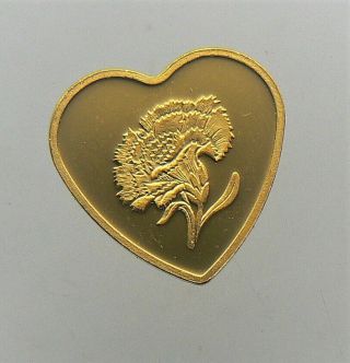 2.  5 Gram Heart Shape Carnation Flower Pamp Suisse 24k Gold Bar.  9999