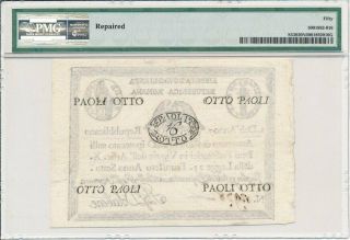 Prima Repubblica Romana Italian States 8 Paoli 1798 Assegnati PMG 50NET 2