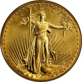 2002 - $5 1/10 Oz Gold American Eagle Coin Gem Bu Unc Uncirculated.