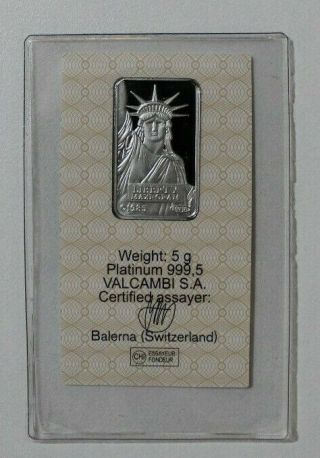 Credit Suisse 5 Gram Platinum Bar With Assay Card - In Package -