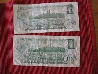 5 Canadian one dollar bills 1973 & 1 1986 two dollar,  circulated 5