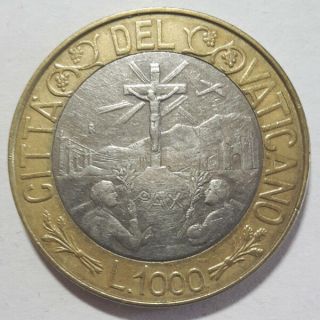 Vatican 1000 Lire Pope John Paul Ii Bimetal Bi - Metallic 1999 Unc
