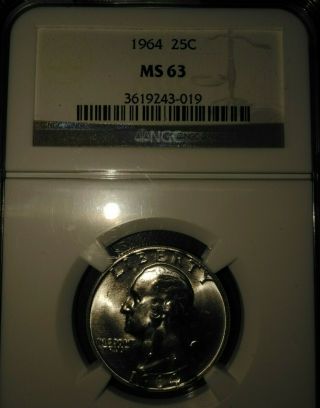 1964 - D Ngc Ms63 Multi Error Silver Quarter Ddr