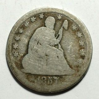 1857 U.  S.  A Seated Liberty Silver Quarter - Philadelphia