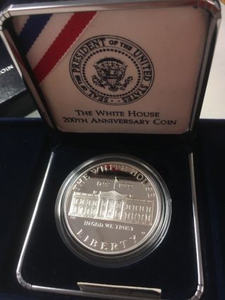 1992 - W White House 200th Anniversary Silver Commemorative Coin,  And Box