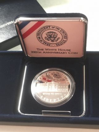 1992 - W White House 200th Anniversary Silver Commemorative Coin,  and Box 4