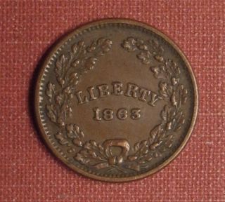 1863 Civil War Token,  Patriotic - " Liberty " With " Union " Reverse,  236/426,  C,  R1