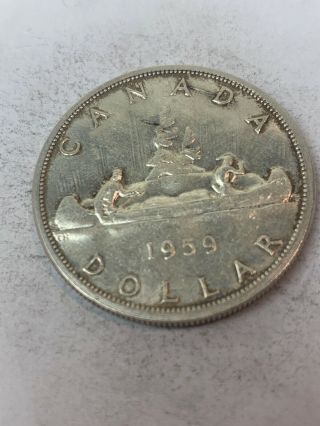 1959 Canada Silver One Dollar Coin Queen Elizabeth Ii
