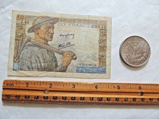 1943 Bank Of France Ten (10) Francs Note 3