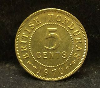 1970 British Honduras 5 Cents,  Elizabeth Ii,  240,  000 Minted,  Unc,  Km - 31 (bh2)