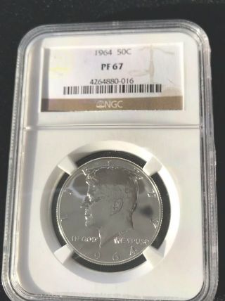 1964 Kennedy Half Dollar 50c Silver Proof Graded Pf67,  Ngc Mirrorlike Reflection