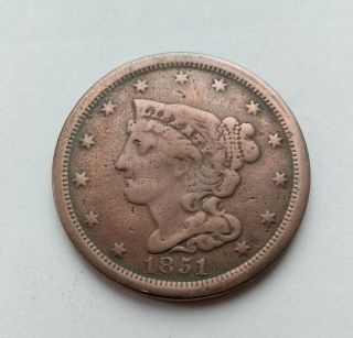 1851 Braided Hair Half Cent Usa