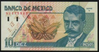Mexico 10 Pesos 06/05/1994 (emiliano Zapata) Serie G N3886980 Pick 105a Unc