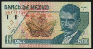 Mexico 10 Pesos 06/05/1994 (emiliano Zapata) Serie K U0818928 Pick 105a Unc