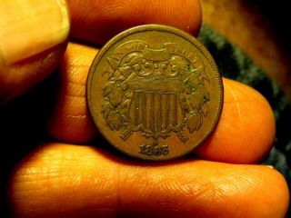 U.  S.  Civil War Era 1865 Two Cent Copper Coin Coin