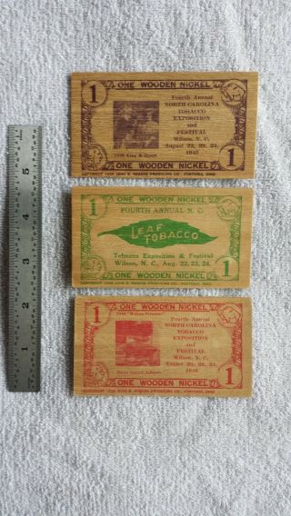 Vintage 1940 Wilson,  Nc Tobacco Souvenir Wooden Nickel Certificate