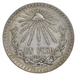 Silver - World Coin - 1924 Mexico 1 Peso - World Silver Coin - 16.  5 Grams 805