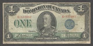 1923 $1.  00 Dc - 25c Vg - F Scarce George V Blue Seal Dominion Of Canada One Dollar