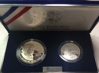 1993 BILL OF RIGHTS 2 COIN PROOF COMMEMORATIVE SET IN PACKAGING 2