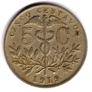 Bolivia 5 Centavos 1919 Nickel Km 173.  1 Key Date Scarce