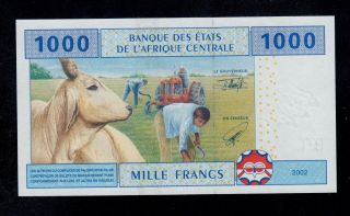 CENTRAL AFRICAN STATES 1000 FRANCS 2002 (00) CAMEROUN PICK 207U UNC. 2
