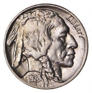 Full Horn - - Tough - 1928 Buffalo Nickel - Sharp Coin 994