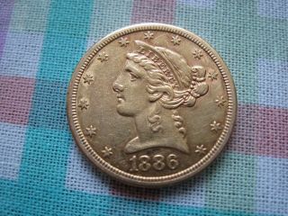 1886 S $5 Liberty Gold
