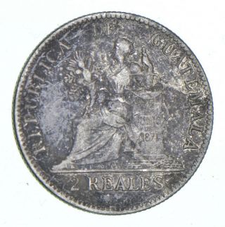 Roughly Size Of Quarter - 1898 Guatemala 2 Reales - World Silver Coin 055