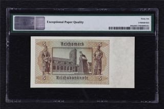 1942 Germany Reichsbanknote 5 Rentenbank Pick 186a PMG 66 Gem UNC 2
