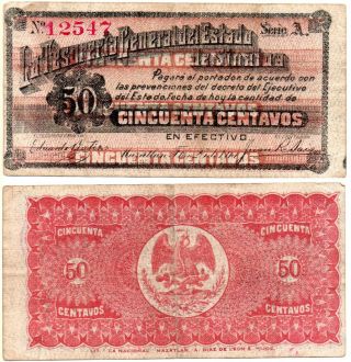Mexico Revolution 50 Centavos (sinaloa) 26.  5.  1914,  Pick S1024,  Very Fine Xrare