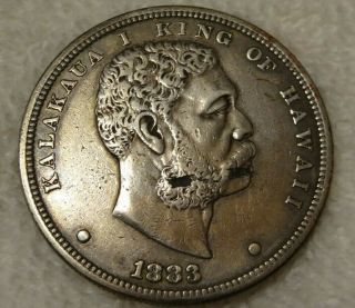 1883 Hawaiian Dollar Coin - Kalakaua I Kingdom Of Hawaii " Akahi Dala "