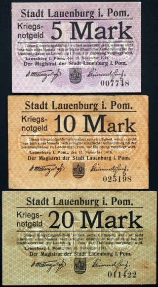 Lauenburg 1918 Complete Set Grossnotgeld German Notgeld Banknote