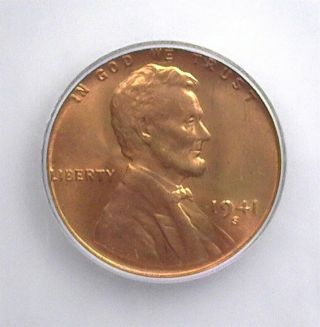 1941 - S Lincoln Wheat Cent Icg Ms67 Red Lists For $135