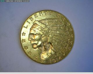 1914 Indian $2.  50 Gold Quarter Eagle Au Take A Look