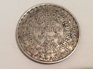 1953 Moroccan 200 Francs Silver Coin Islamic