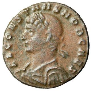 Scarce Portrait Roman Coin Of Constans I Caesar " Left Facing & Soldiers " Quality