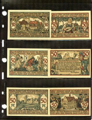 Germany Notgeld 1921 Stadt Raguhn Unc Notes Set 6 X 50 Pfg
